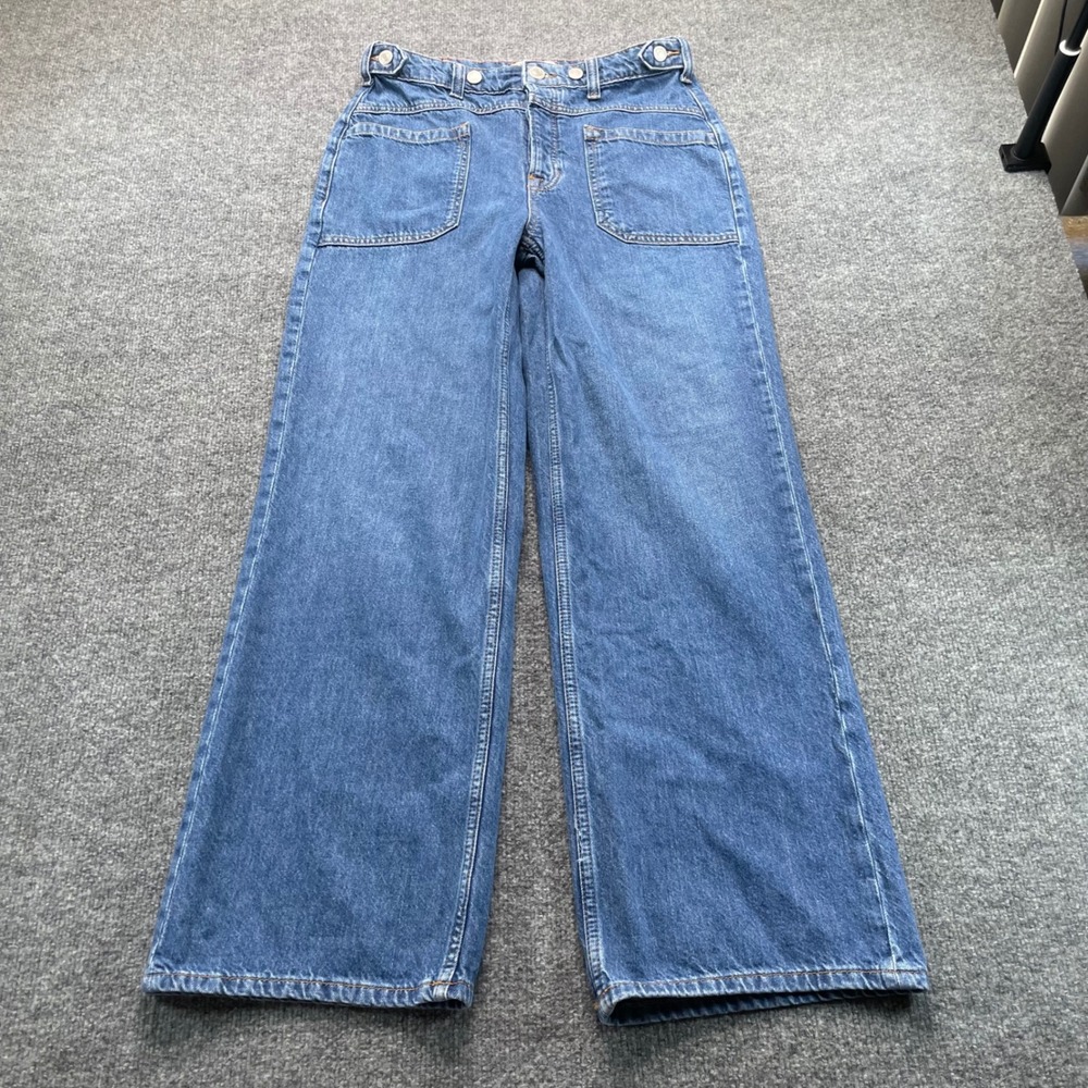 We The Free Jeans Women 26 Blue Wide Leg High Rise Button Fly OB1824199